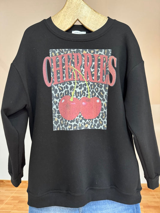 Cherries black sweatshirt