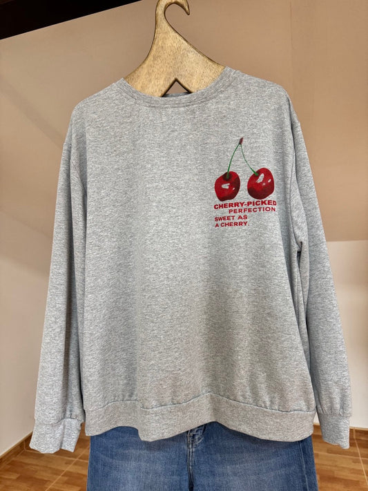 Cherry perfection grey sweatshirt