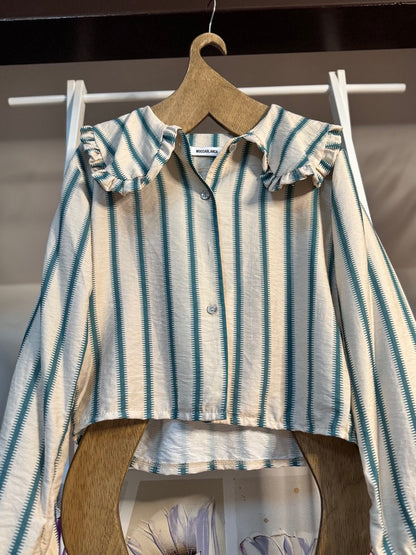 Camisa de rayas cuello bobo