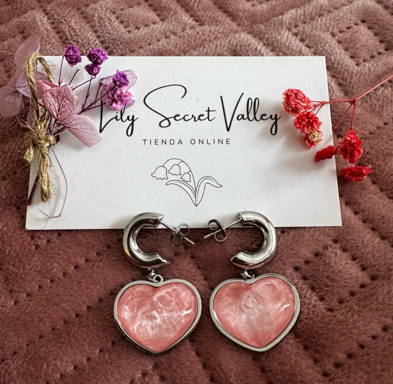 Pendientes Pink Heart