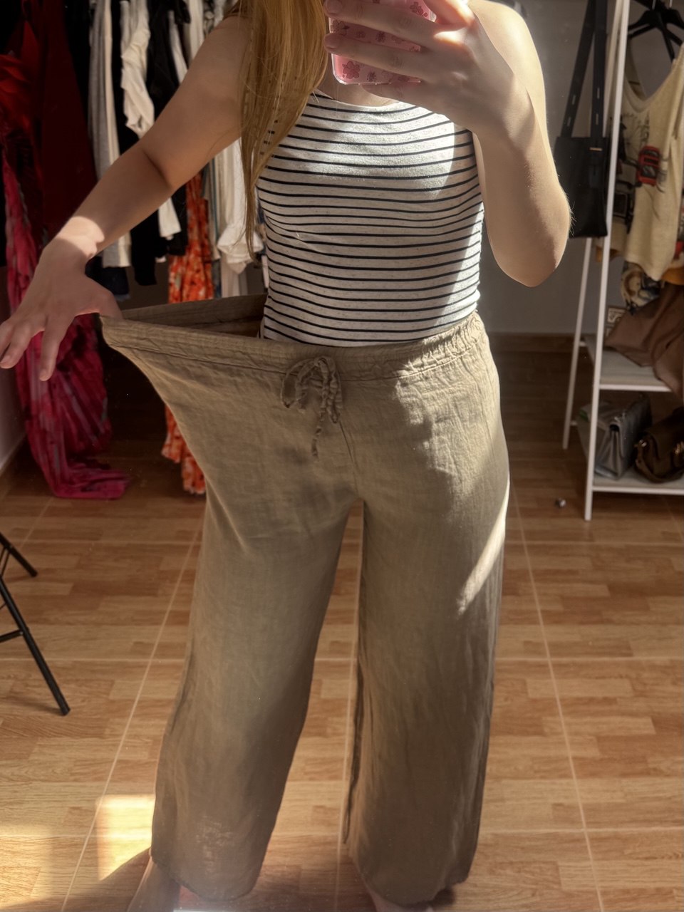 Pantalón 100% lino marrón