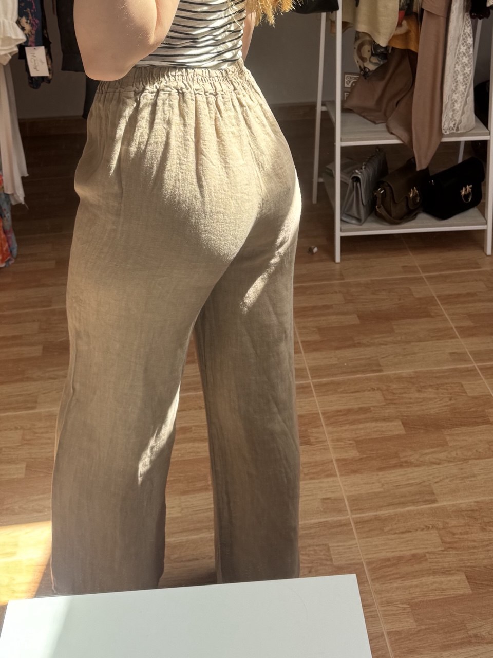 Pantalón 100% lino marrón