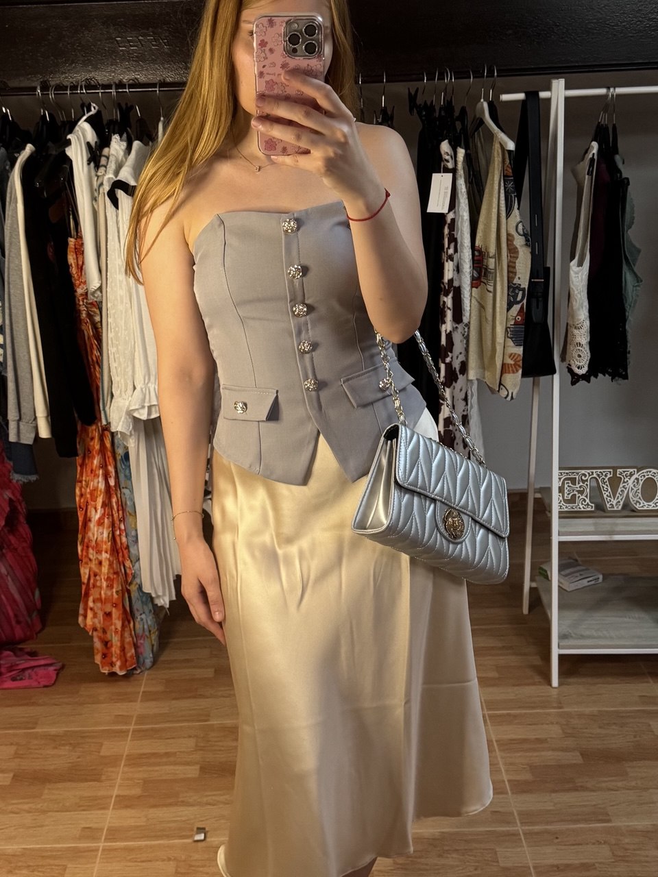 Top tipo corset Gris