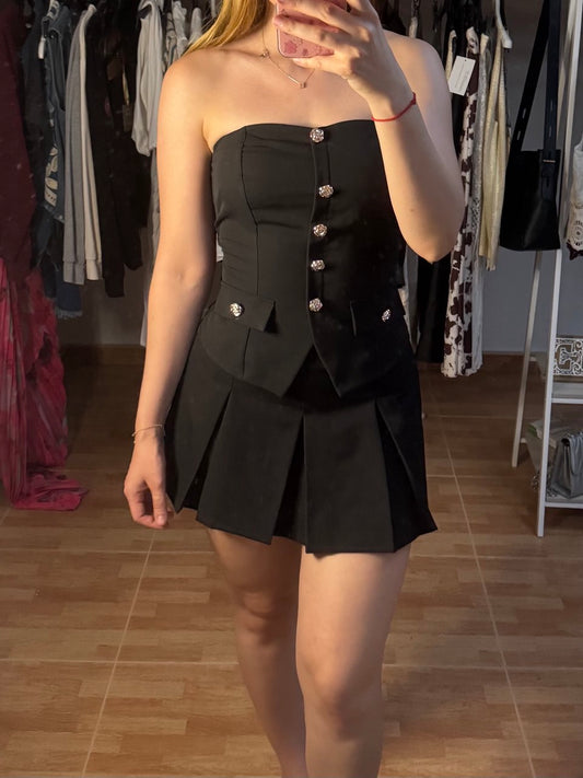 Falda pantalón tablas negro