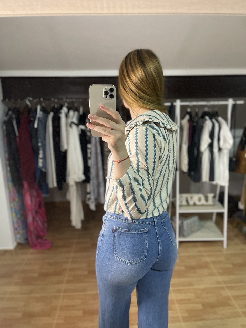 Camisa de rayas cuello bobo