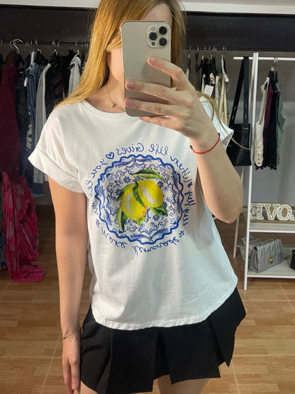 Camiseta blanca limones