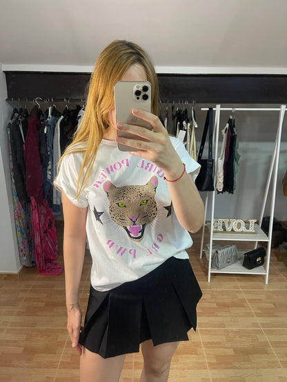 Camiseta de manga corta blanca Girl Power
