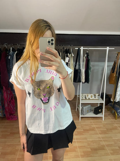 Camiseta de manga corta blanca Girl Power