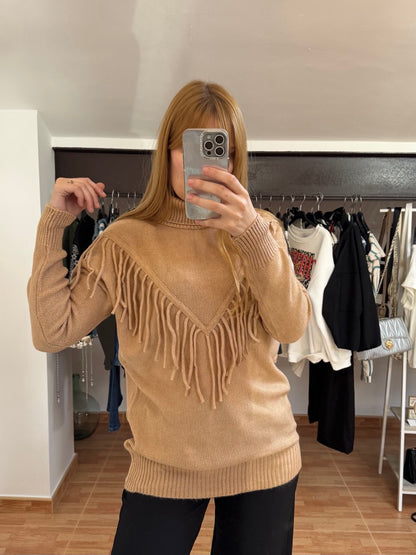 Jersey Camel con Flecos Boho Chic