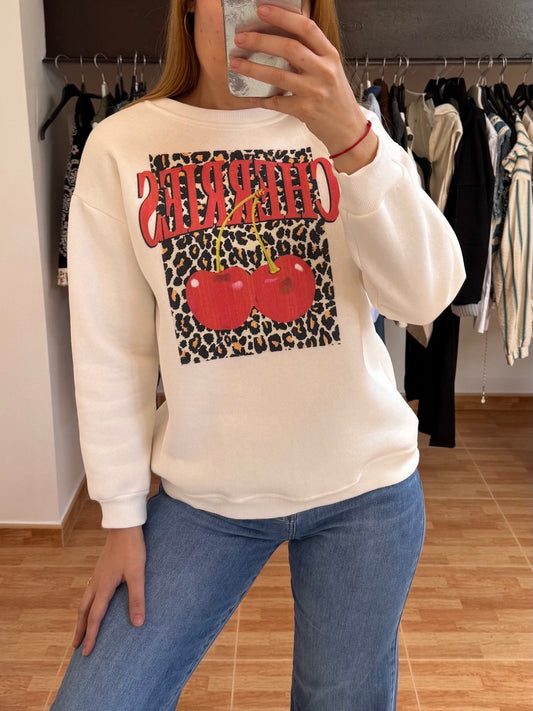 Sudadera blanca Cherry
