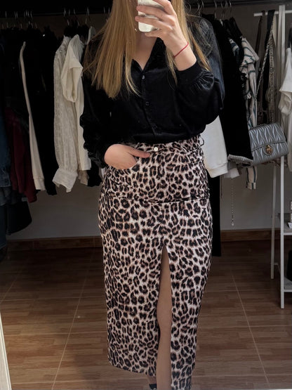 Falda midi animal print