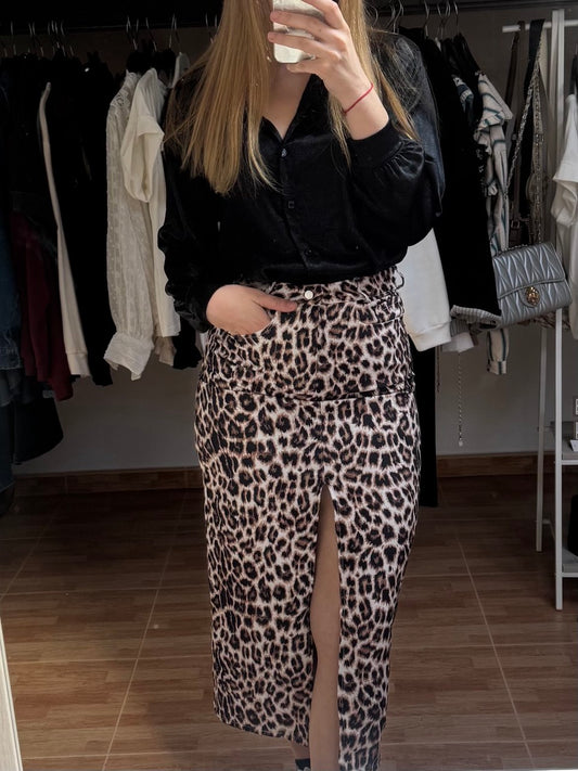 Falda midi animal print