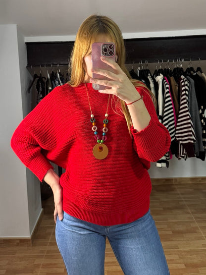 Jersey Rojo de Punto con Colgante