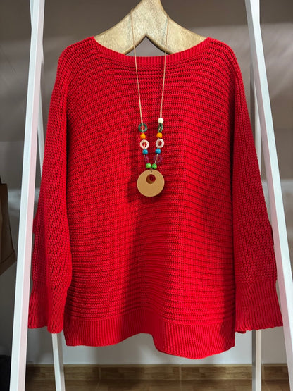 Jersey Rojo de Punto con Colgante