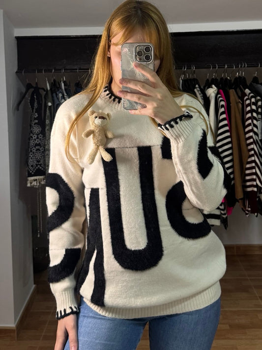 Jersey crema con detalle Osito