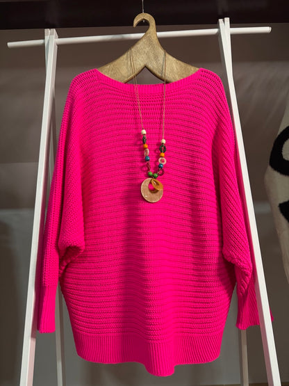 Jersey Fucsia de Punto con Colgante