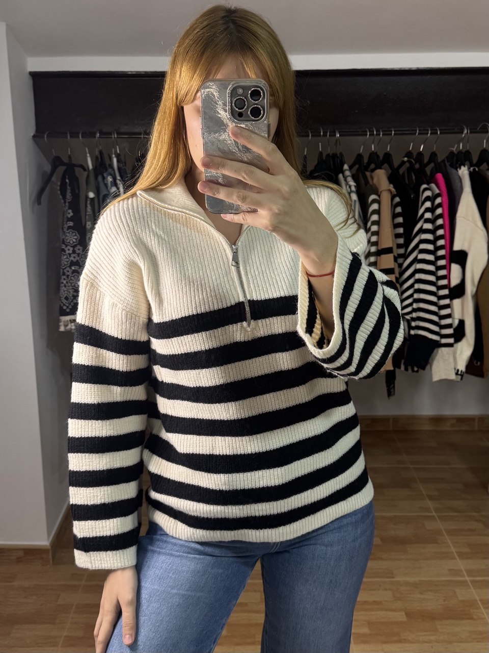 Jersey marinero de rayas con cremallera