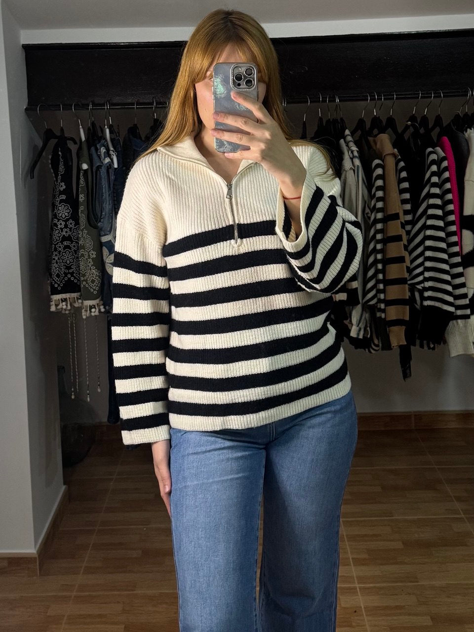 Jersey marinero de rayas con cremallera
