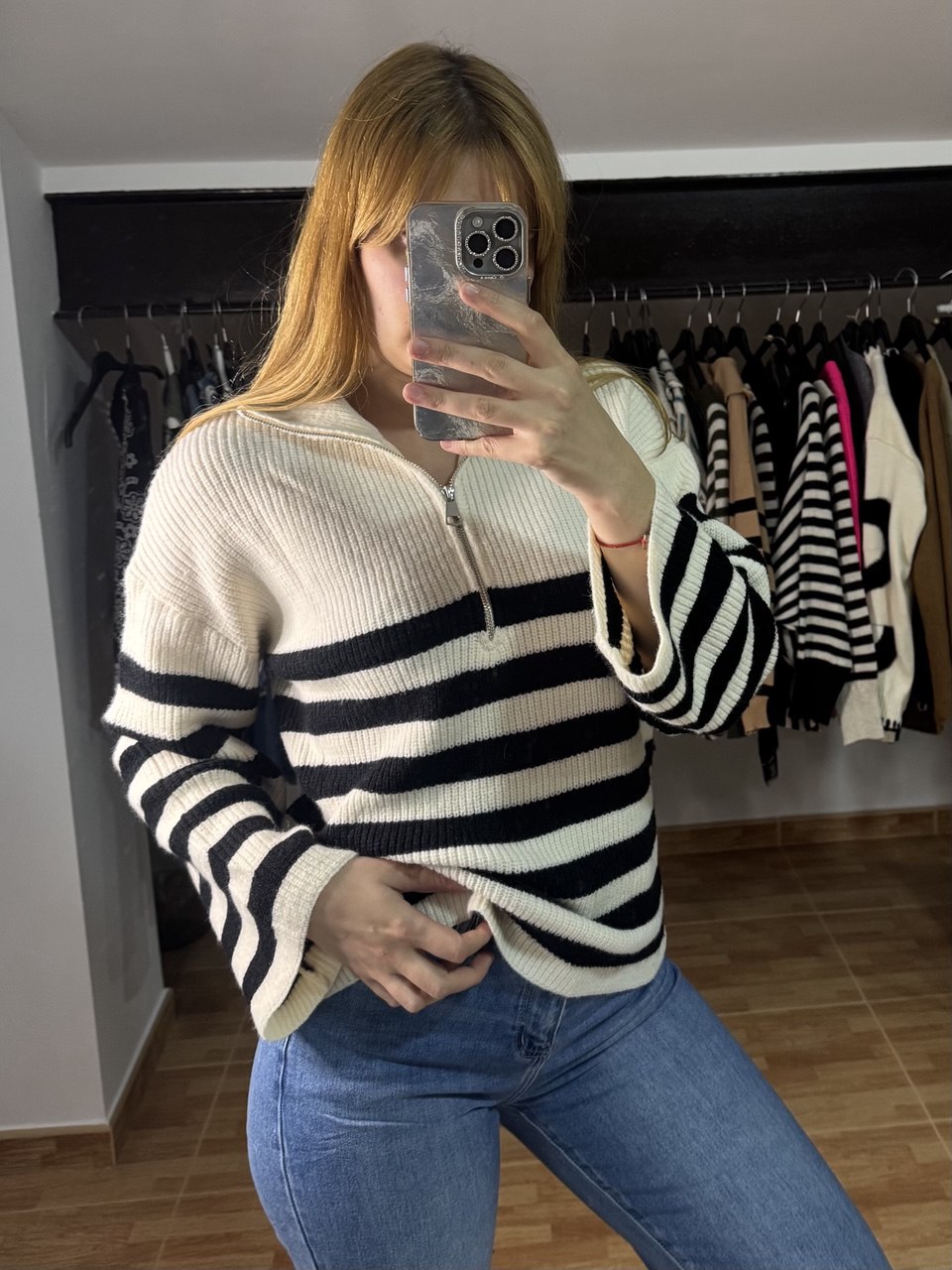 Jersey marinero de rayas con cremallera