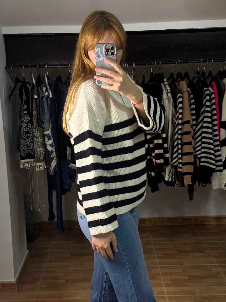 Jersey marinero de rayas con cremallera