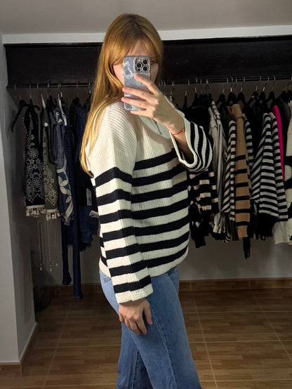 Jersey marinero de rayas con cremallera