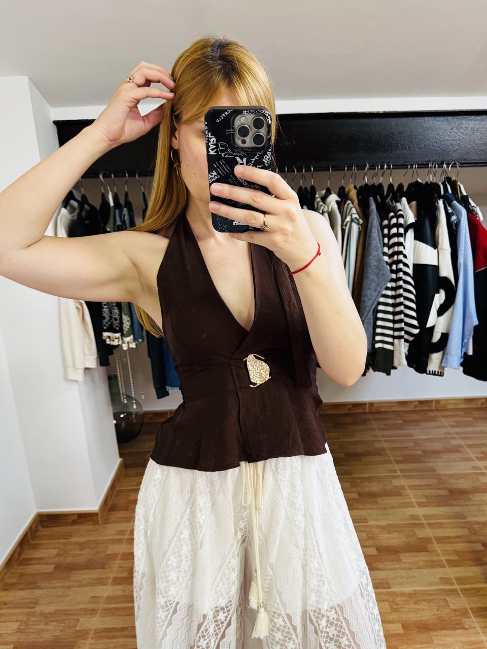Top efecto lino con detalle mtalizado (varios colores)