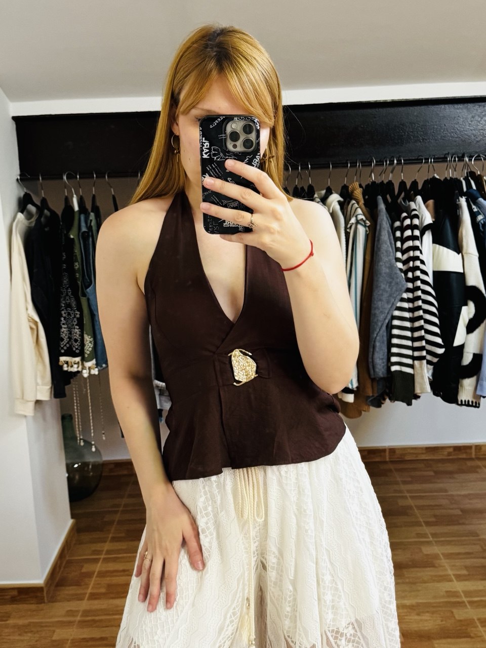 Top efecto lino con detalle mtalizado (varios colores)