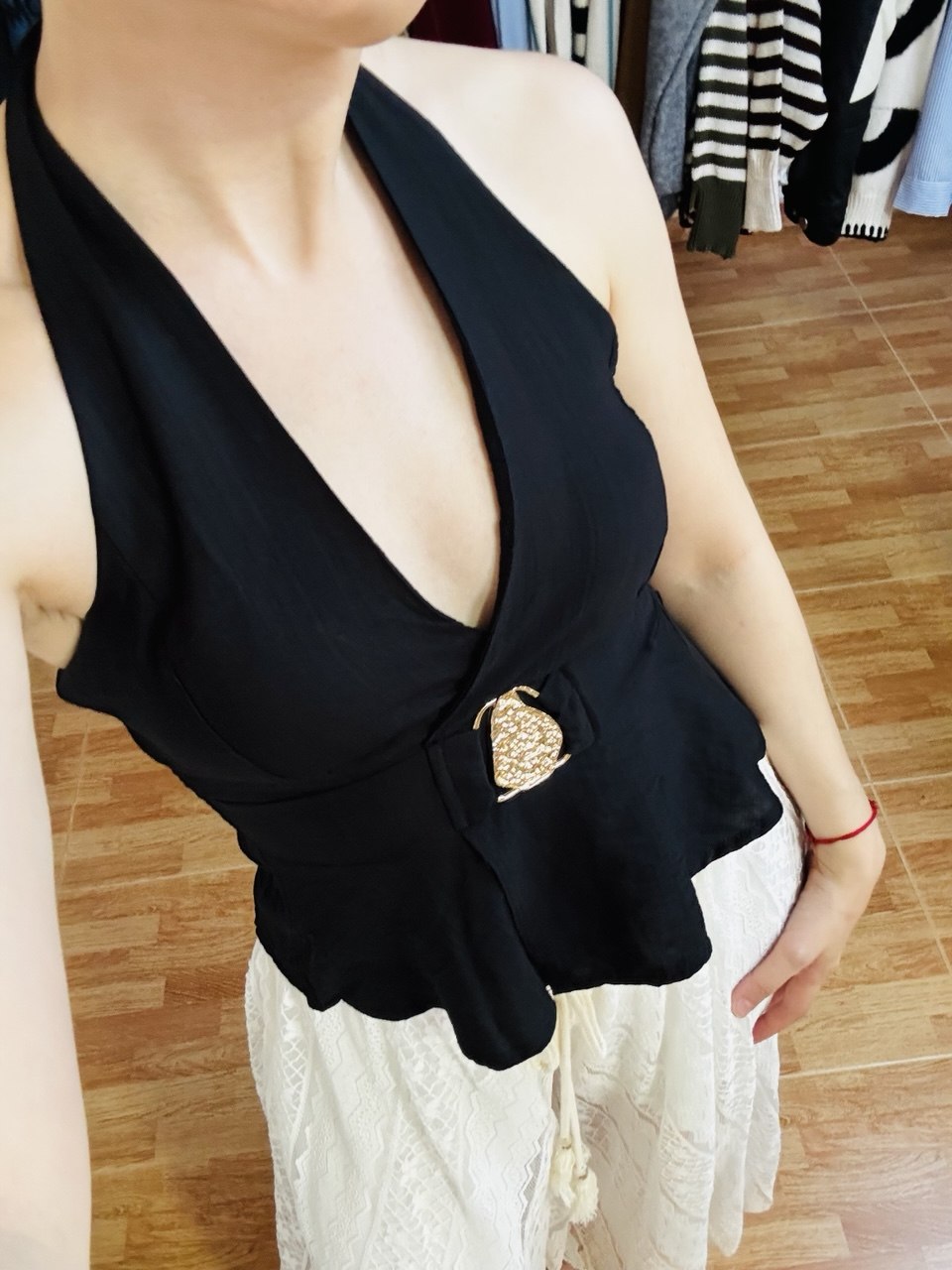 Top efecto lino con detalle mtalizado (varios colores)