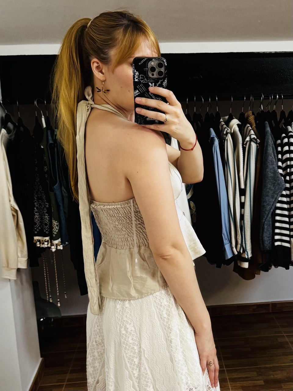 Top efecto lino con detalle mtalizado (varios colores)