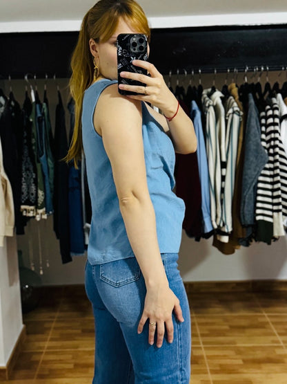Blusa detalle lazo Azul