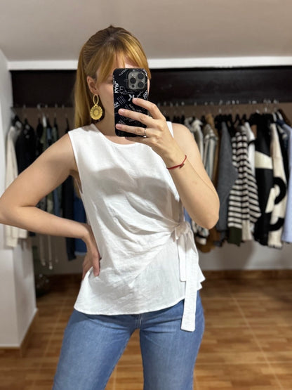 Blusa detalle lazo Blanco