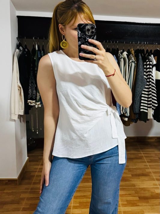 Blusa detalle lazo Blanco