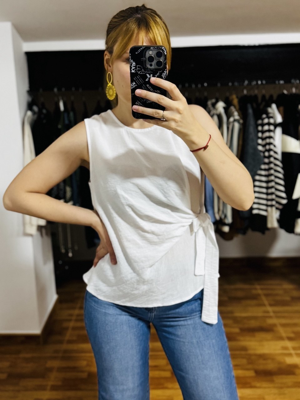 Blusa detalle lazo Blanco