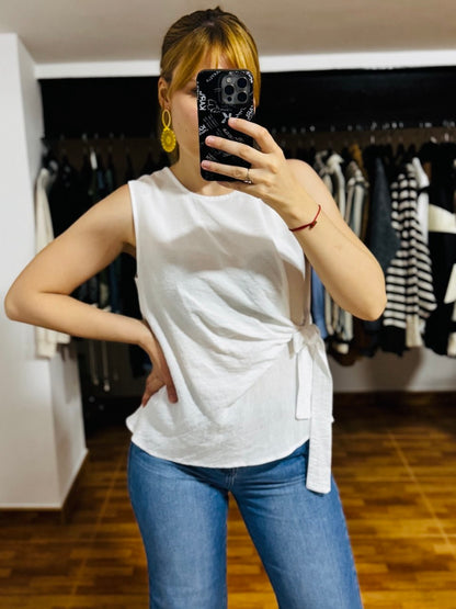 Blusa detalle lazo Blanco