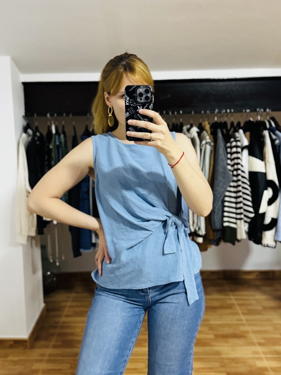 Blusa detalle lazo Azul