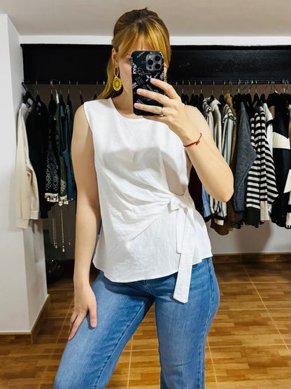 Blusa detalle lazo Blanco