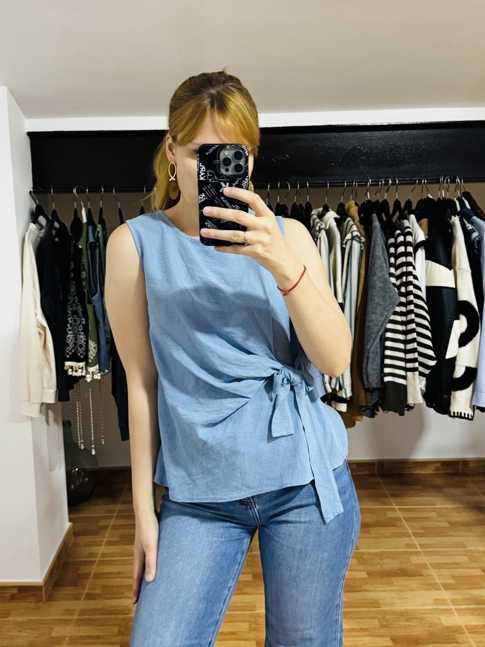 Blusa detalle lazo Azul
