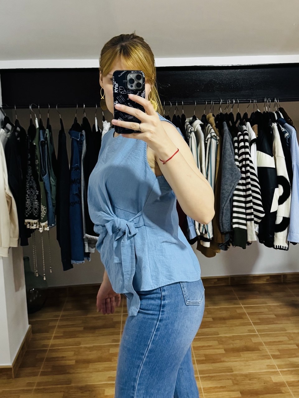Blusa detalle lazo Azul