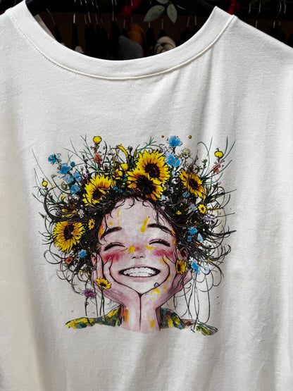 Camiseta blanca margaritas